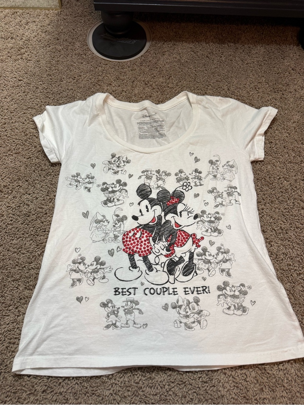 Disney Minnie & Mickey White Womens' Graphic Tee - Best Couple Ever